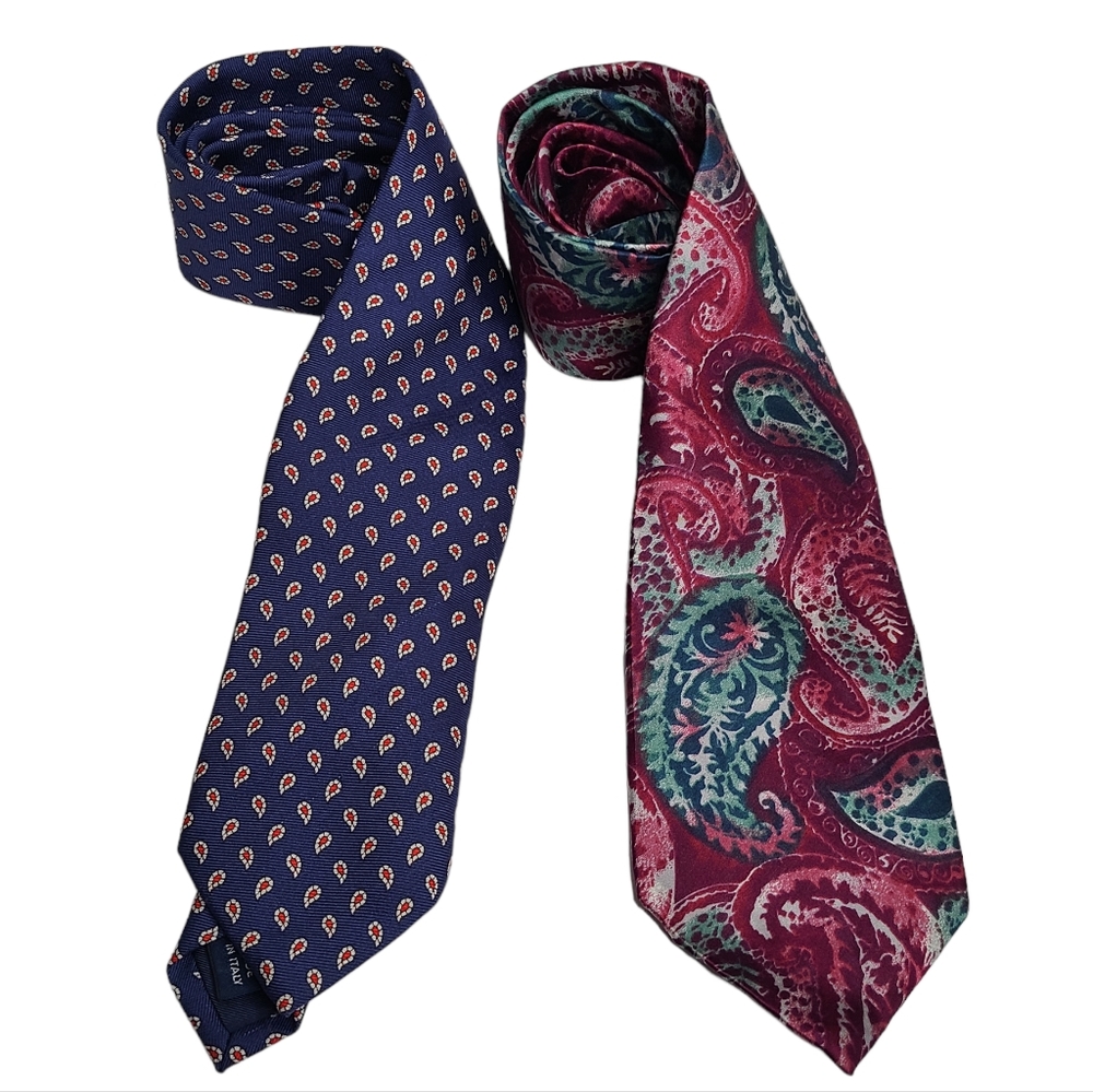 Vintage Oscar De La Renta Silk Tie Paisley & Polo by Ralph Lauren Silk Tie